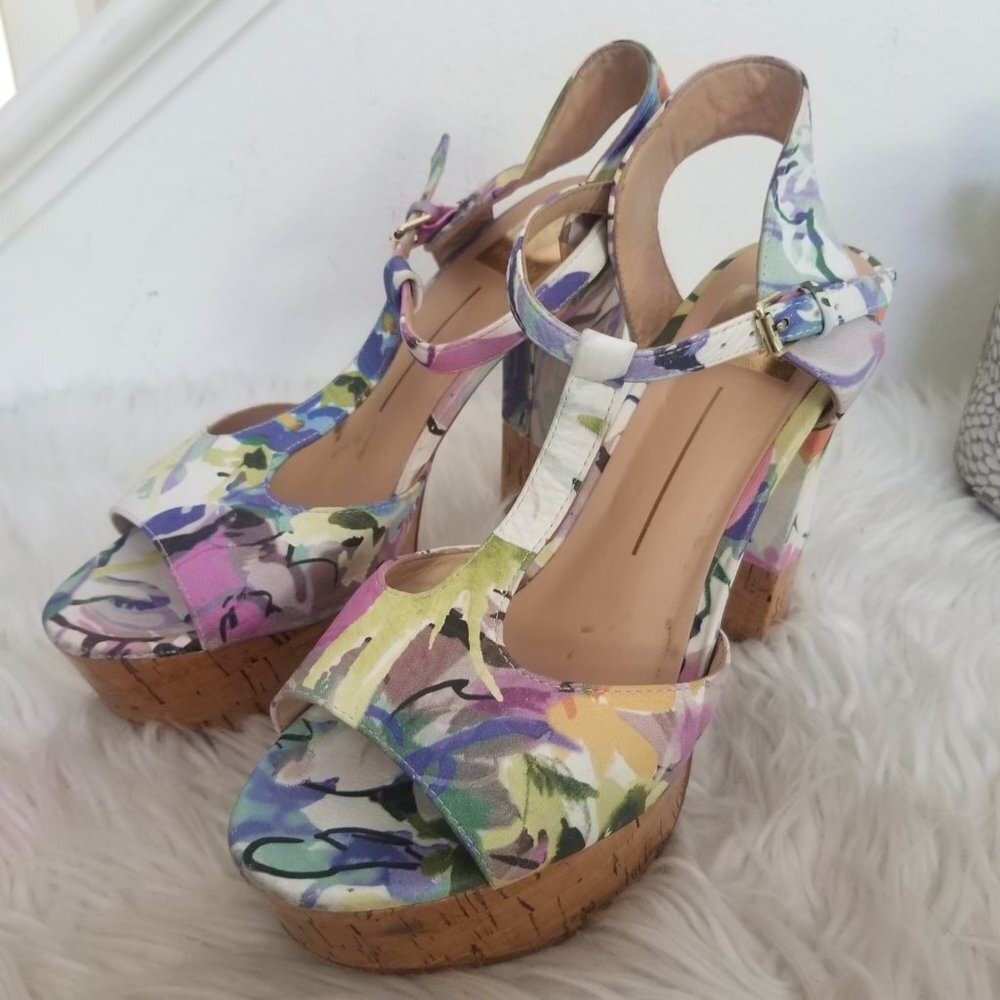 DOLCE VITA platform heels chunky platform spring floral prairie fairy boho sz 8 - Picture 4 of 12